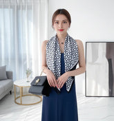 90x90 Seidentuch weiss schwarz klassisch W2